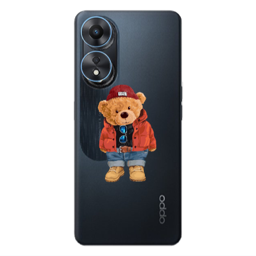 Oppo A 98 Bear in a hat Transparent Silicone TPU Θήκη