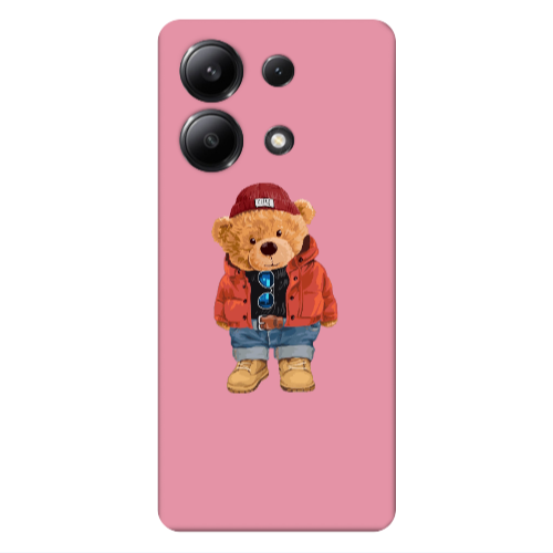 Xiaomi Redmi Note 13 4G Bear in a hat Pink Colored Silicone TPU Θήκη