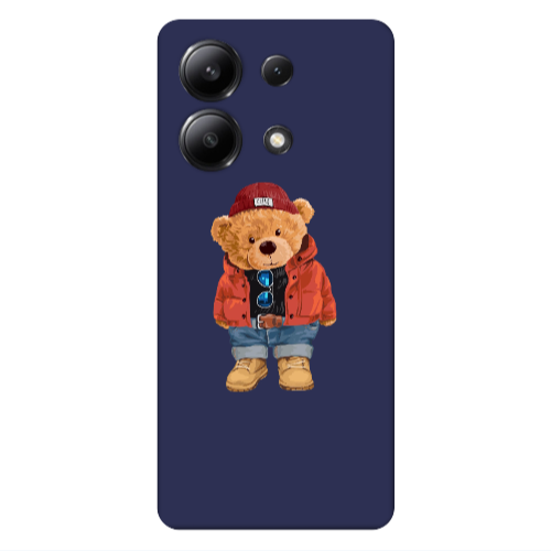 Xiaomi Redmi Note 13 4G Bear in a hat Dark blue Colored Silicone TPU Θήκη