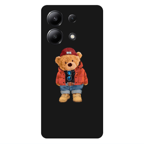 Xiaomi Redmi Note 13 4G Bear in a hat Black Colored Silicone TPU Θήκη