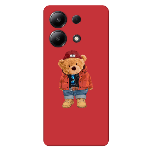 Xiaomi Redmi Note 13 4G Bear in a hat Red Colored Silicone TPU Θήκη