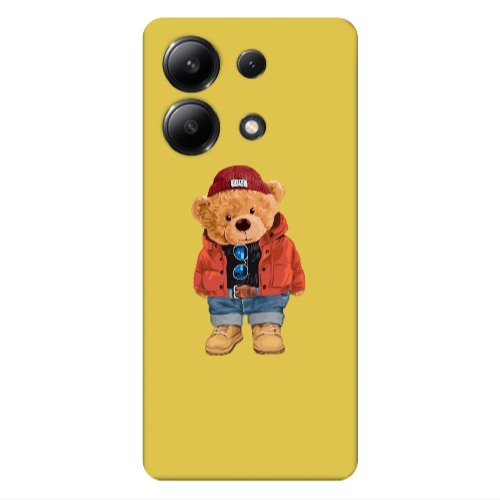 Xiaomi Redmi Note 13 4G Bear in a hat Yellow Colored Silicone TPU Θήκη