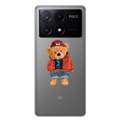 Xiaomi Poco X6Pro 5G Bear in a hat Transparent Silicone TPU Θήκη