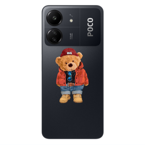 Xiaomi Poco C65 Bear in a hat Transparent Silicone TPU Θήκη