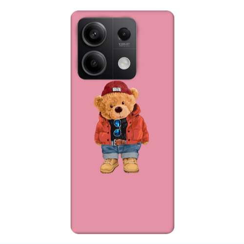 Xiaomi Redmi Note 13Pro 5G Bear in a hat Pink Colored Silicone TPU Θήκη