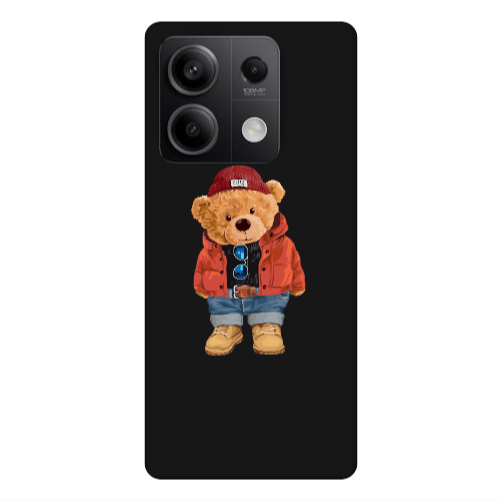 Xiaomi Redmi Note 13Pro 5G Bear in a hat Black Colored Silicone TPU Θήκη