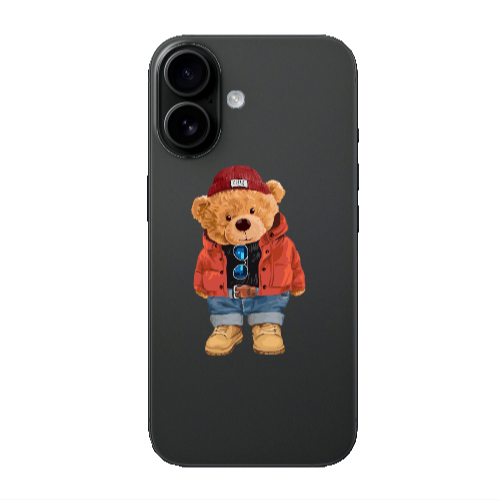 Apple Iphone 16 Bear in a hat Transparent Silicone TPU Θήκη