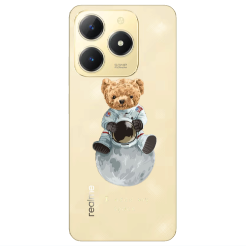 Realme C61 Bear in space Transparent Silicone TPU Θήκη