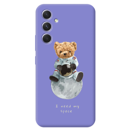 Samsung A56 Bear in space Purple Colored Silicone TPU Θήκη