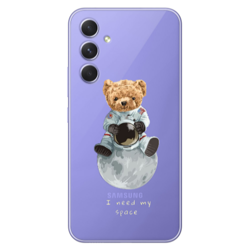 Samsung A56 Bear in space Transparent Silicone TPU Θήκη
