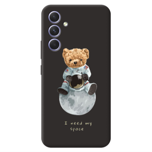 Samsung A56 Bear in space Black Colored Silicone TPU Θήκη
