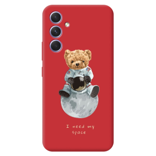Samsung A56 Bear in space Red Colored Silicone TPU Θήκη
