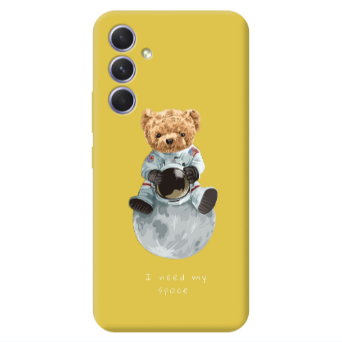Samsung A56 Bear in space Yellow Colored Silicone TPU Θήκη