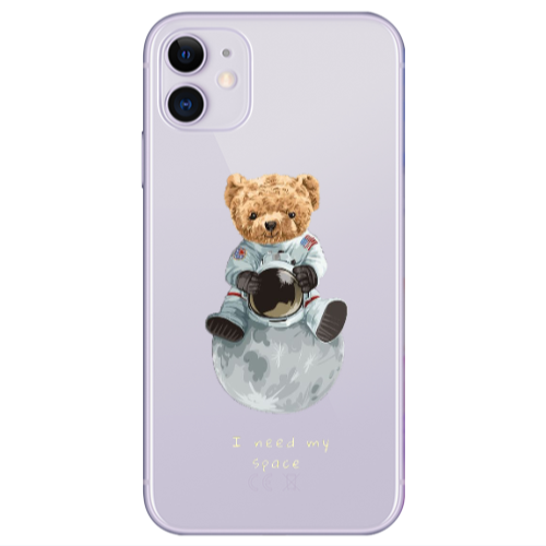 Apple iPhone 11  Bear in space Transparent Silicone TPU Θήκη