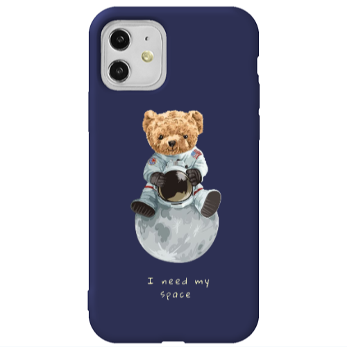 Apple iPhone 11  Bear in space Dark blue Colored Silicone TPU Θήκη