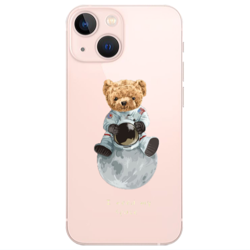 Apple iPhone 13 Bear in space Transparent Silicone TPU Θήκη