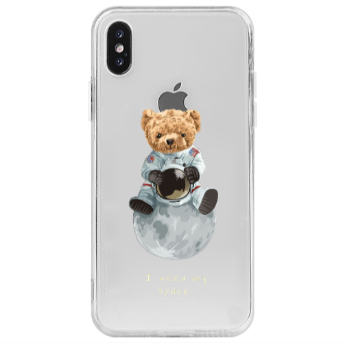 Apple iPhone X Bear in space Transparent Silicone TPU Θήκη