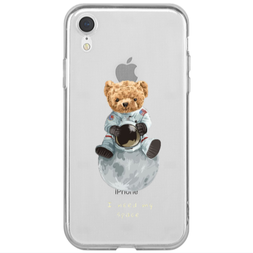 Apple iPhone Xr Bear in space Transparent Silicone TPU Θήκη