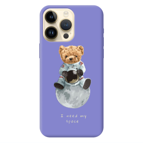 Apple iPhone 13 Pro Max Bear in space Purple Colored Silicone TPU Θήκη