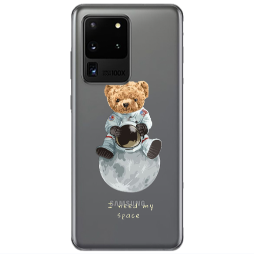 Samsung S20 Ultra Bear in space Transparent Silicone TPU Θήκη