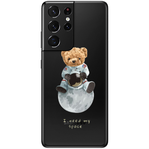 Samsung S21 Ultra Bear in space Transparent Silicone TPU Θήκη