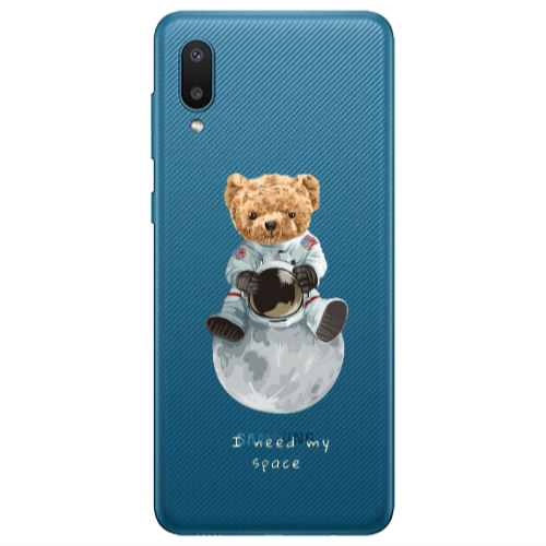 Samsung A02 Bear in space Transparent Silicone TPU Θήκη