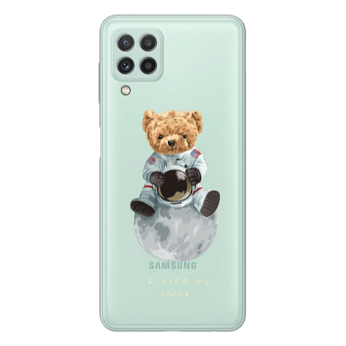 Samsung A22 4G Bear in space Transparent Silicone TPU Θήκη