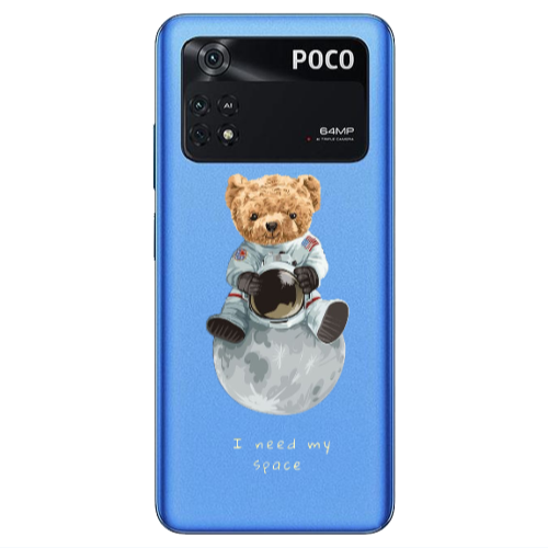Xiaomi Poco M4 Pro 4G Bear in space Transparent Silicone TPU Θήκη