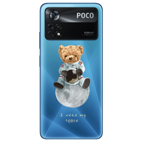 Xiaomi Poco X4 Pro Bear in space Transparent Silicone TPU Θήκη