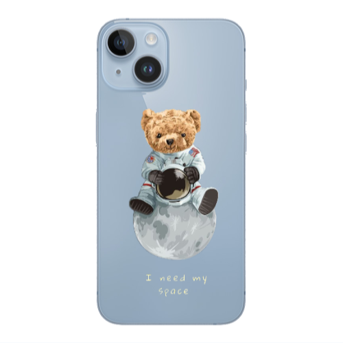 Apple iPhone 14  Bear in space Transparent Silicone TPU Θήκη
