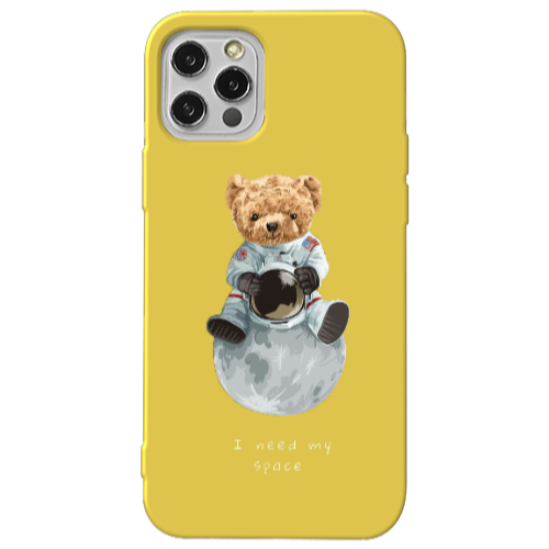 Apple iPhone 13 Pro Bear in space Yellow Colored Silicone TPU Θήκη