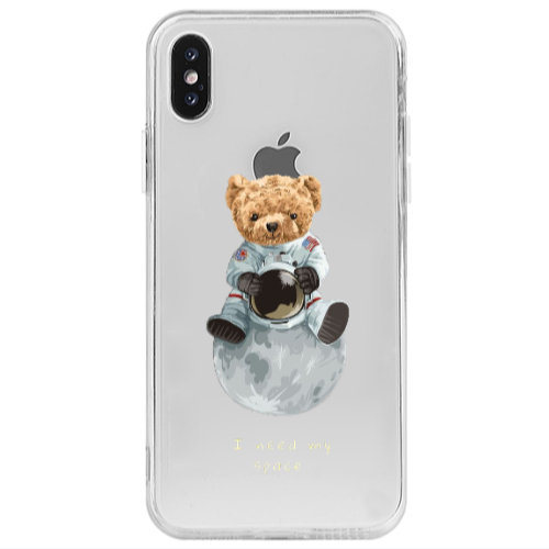 Apple iPhone Xs Max Bear in space Transparent Silicone TPU Θήκη