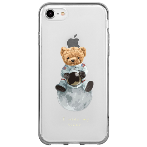 Apple iPhone 7 Bear in space Transparent Silicone TPU Θήκη