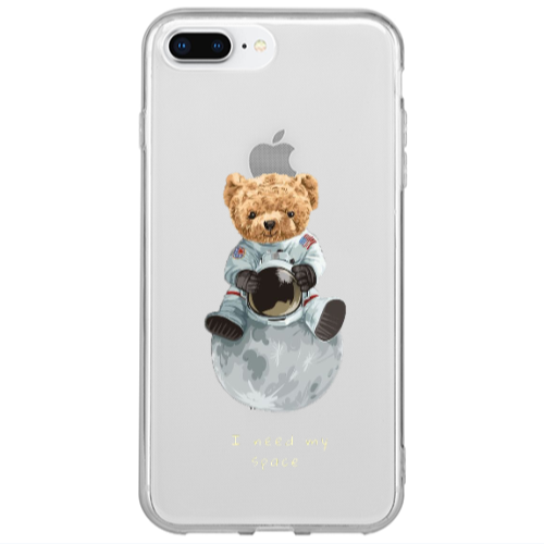 Apple iPhone 7 Plus Bear in space Transparent Silicone TPU Θήκη