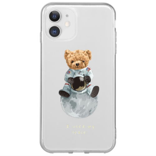 Apple iPhone 12 Mini Bear in space Transparent Silicone TPU Θήκη