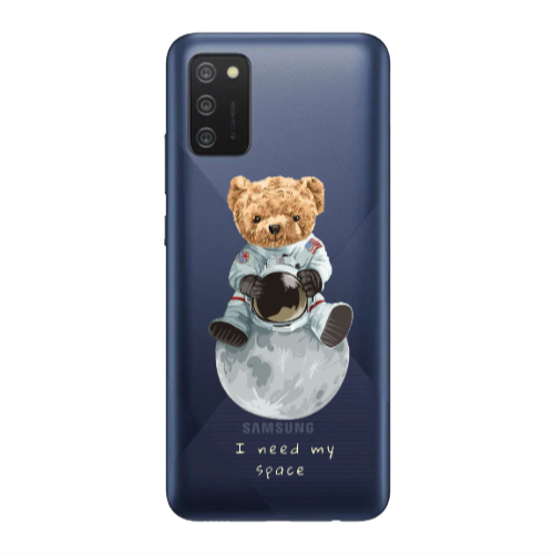 Samsung A03S Bear in space Transparent Silicone TPU Θήκη