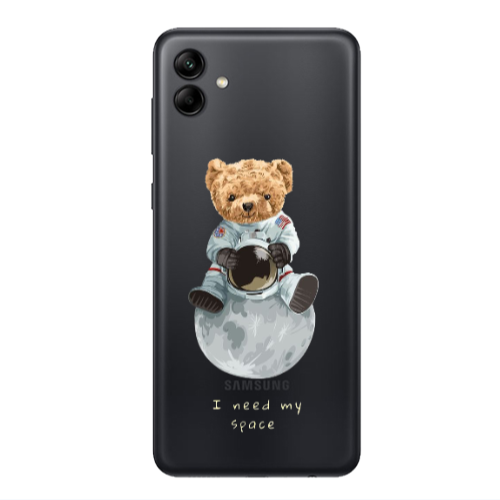 Samsung A04 Bear in space Transparent Silicone TPU Θήκη