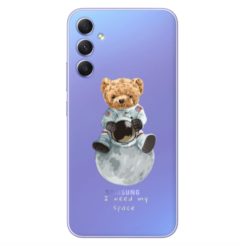 Samsung A34 Bear in space Transparent Silicone TPU Θήκη