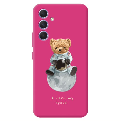 Samsung A54 Bear in space Fuchsia Colored Silicone TPU Θήκη