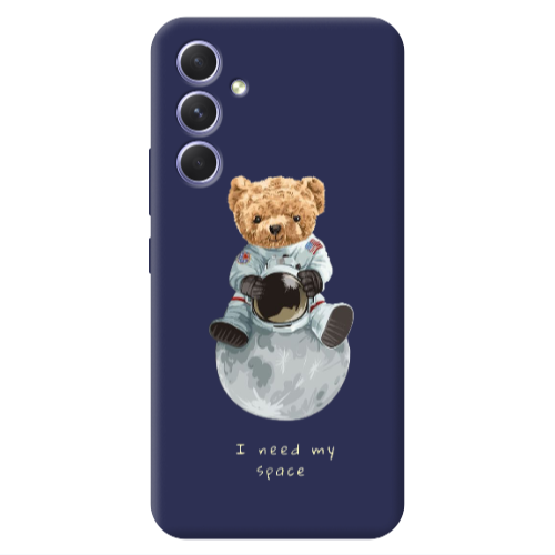 Samsung A54 Bear in space Dark blue Colored Silicone TPU Θήκη