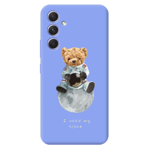 Samsung A54 Bear in space Light Purple Colored Silicone TPU Θήκη