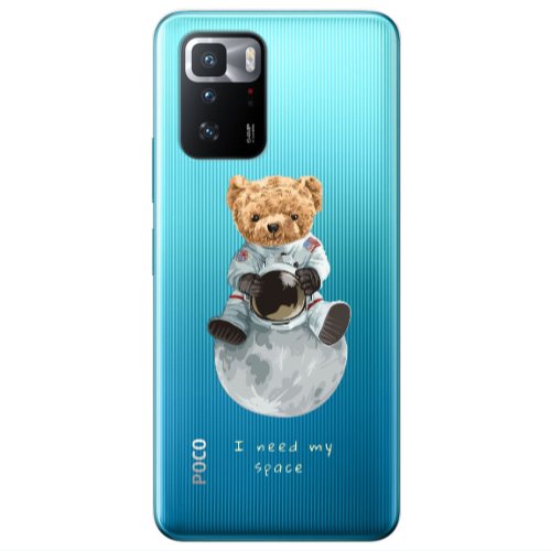 Xiaomi Poco X3 GT Bear in space Transparent Silicone TPU Θήκη