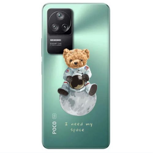 Xiaomi Poco F4 Bear in space Transparent Silicone TPU Θήκη