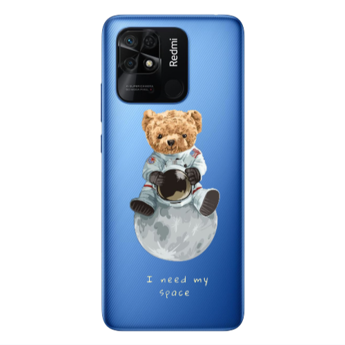 Xiaomi Poco C40 Bear in space Transparent Silicone TPU Θήκη