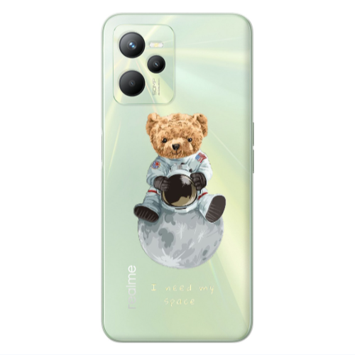 Realme C35 Bear in space Transparent Silicone TPU Θήκη