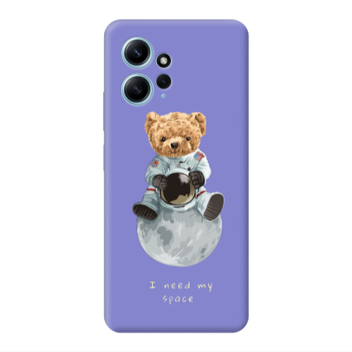 Xiaomi Redmi Note 12 4G Bear in space Purple Colored Silicone TPU Θήκη