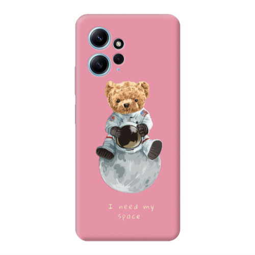 Xiaomi Redmi Note 12 4G Bear in space Pink Colored Silicone TPU Θήκη