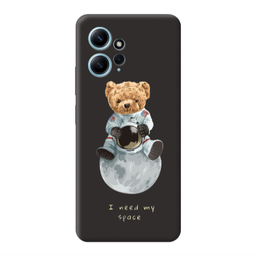 Xiaomi Redmi Note 12 4G Bear in space Black Colored Silicone TPU Θήκη