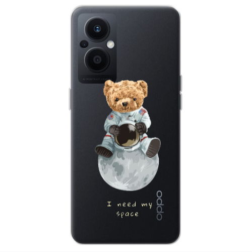 Oppo Reno 7 Lite Bear in space Transparent Silicone TPU Θήκη