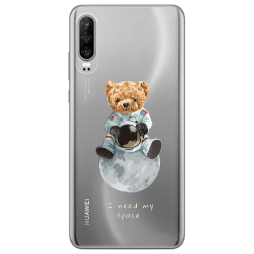 Huawei P30 Bear in space Transparent Silicone TPU Θήκη